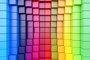 Colorful abstract background with boxes 3D illustration