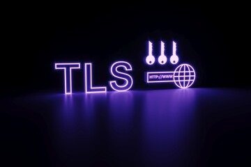 TLS neon concept self illumination background 3D illustration