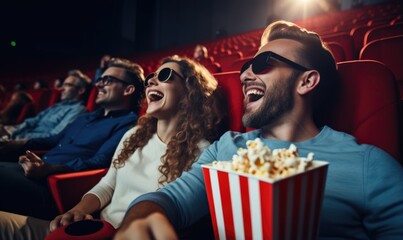 Fototapeta premium Happy friend at the cinema