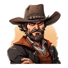 Gruff cowboy character in a western movie - obrazy, fototapety, plakaty