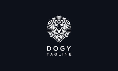 Dog vector logo icon design minimalistic and line art