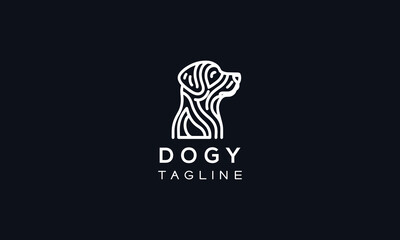 Dog vector logo icon design minimalistic and line art