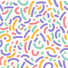 Pastel Fun Line Seamless Pattern.
A fun and playful seamless pattern with pastel colored lines on a white background.
