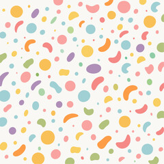 A vibrant and cheerful seamless pattern with colorful pastel dots on a white background.Colorful vector texture with circles.