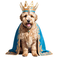 Coated Wheaten Terrier Dog king clipart, dog breeds realistic illustration. Isolated on transparent background. Generative AI.