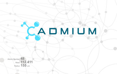 Modern logo design for the word "CADMIUM" which belongs to atoms in the atomic periodic system.