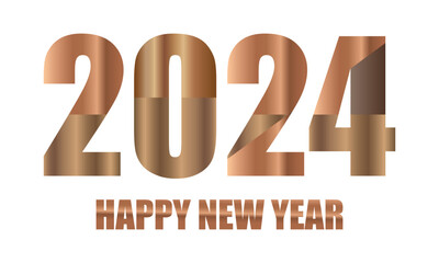 Happy New Year 2024 logo text design. 2024 number design golden color,Happy New Year 2024 symbol..eps
