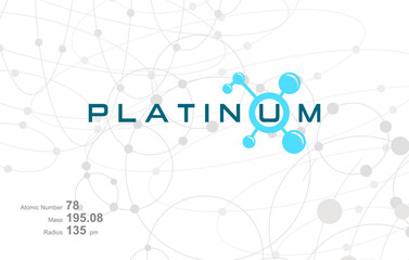 Modern logo design for the word "PLATINUM" which belongs to atoms in the atomic periodic system.