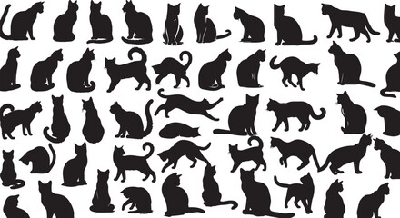 Cats silhouette Set, Cats collection - obrazy, fototapety, plakaty