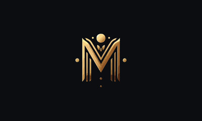 Letter M vector logo icon design luxury and golden