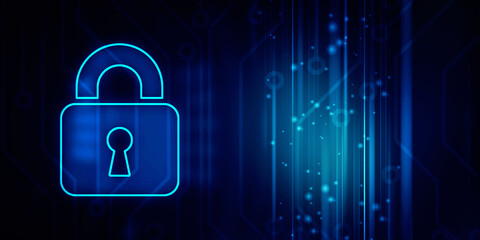 2d illustration Safety concept: Closed Padlock on digital background