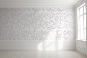 真っ白で美しい部屋　装飾のある繊細な壁