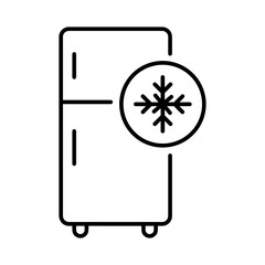 Freezer cold line icon, Refrigerator and snowflake symbol, logo illustration flat design on white background..eps