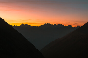 Sunset views from Timmelsjoch High Alpine Road in the Austrian Alps