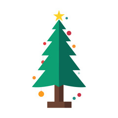 Decorated Christmas tree on white background.