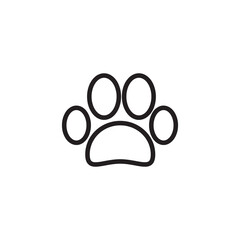Paw icon vector, filled flat sign, linner illustration on white background..eps