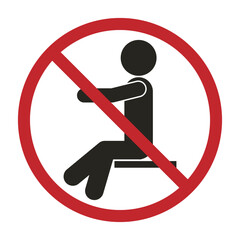 Isolated pictogram icon of do not sit, seat prohibited on surface, danger, safety sing with circle red crossed