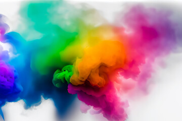 Fototapeta na wymiar A colorful smoke explosion isolated on white background - Generative AI