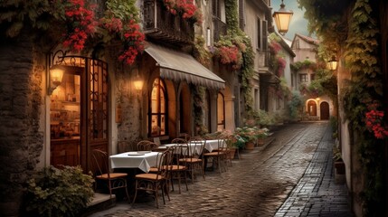 Fototapeta na wymiar Charming european streets cozy romantic concept a high quality photo