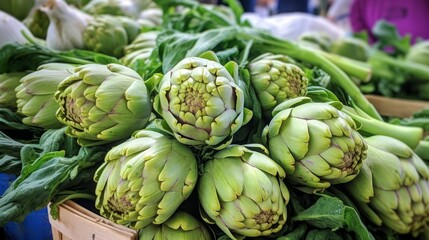 Obraz premium fresh artichokes at farmers market