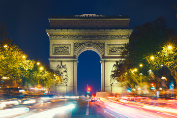 Arc de Triomph in Paris France by night December