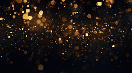 festive abstract gold bokeh on dark background 