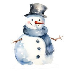 A snowman, watercolor, illustrations, ai generative