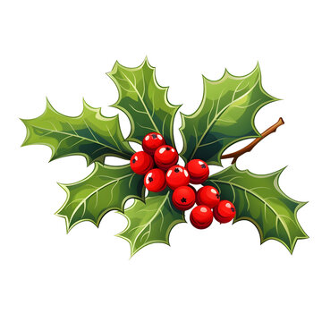 A sprig of holly illustrations, ai generative