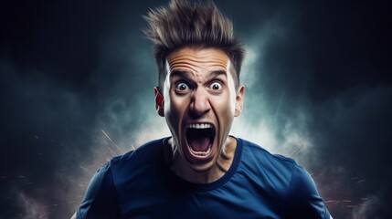 Energizing Sports Enthusiasm: Excited Man Sporting Expressive Face as a Dynamic Player