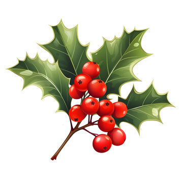 A sprig of holly illustrations, ai generative