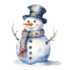 A snowman, watercolor, illustrations, ai generative