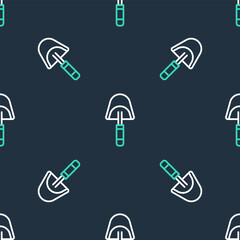 Line Spatula icon isolated seamless pattern on black background. Kitchen spatula icon. BBQ spatula sign. Barbecue and grill tool. Vector