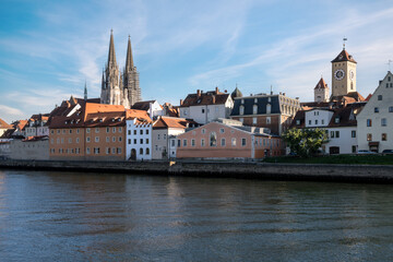 Waterfront of the historic city of Regensburg