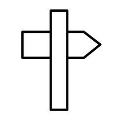 Sign Post Icon and Illustration in Line Style