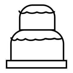 Fototapeta premium Birthday Cake Icon and Illustration in Line Style