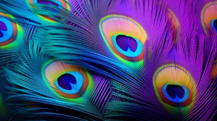 Obraz premium Hyperzoom of vibrant peacock feather
