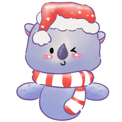 cute rhino at christmas.