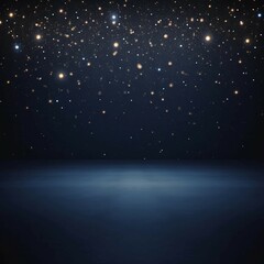 紺色の背景に金色の丸いボケライトと床がある祝祭的な正方形テンプレート