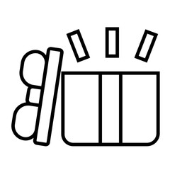 Opened Gift Icon and Illustration in Line Style