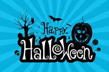Happy Halloween party lettering. Vector illustration