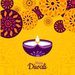happy diwali festival with oil lamp celebration  background