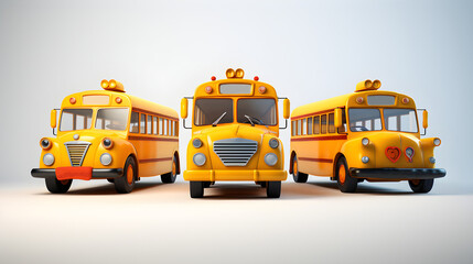 Yellow School Bus 3D Cartoon-Style
