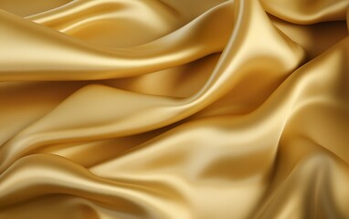 Golden silk or satin texture background. Shiny fabric texture.