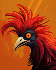 Illustration of a rooster head on a grunge background