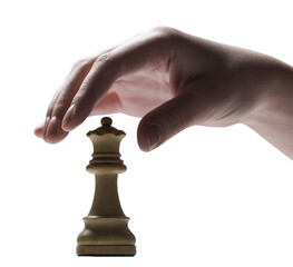 Professional chess player moving a piece
