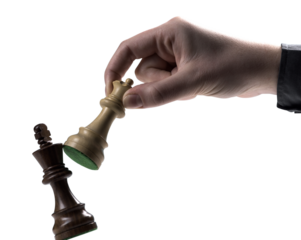 Player defeating his opponent and winning at chess