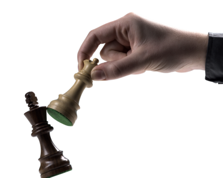 Player defeating his opponent and winning at chess