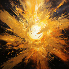 Abstract watercolor painted golden sun background