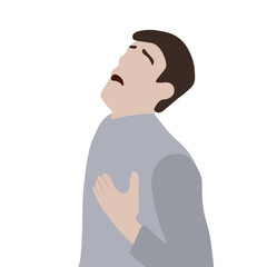 Man is shocked. Man feel distressed worried suffer from panic attack or anxiety. Vector illustration isolated on white background.