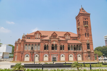 Fototapeta premium The victoria public hall town hall. British architecture in chennai tamil Nadu.Incredible India.